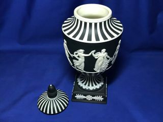 Wedgwood Jasperware Black and White Dancing Hours Urn with lid 4