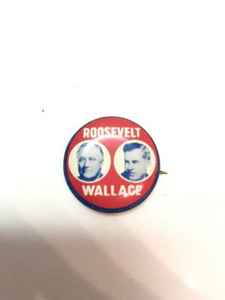 1940 Fdr Franklin Roosevelt Henry Wallace Campaign Pin Pinback Button