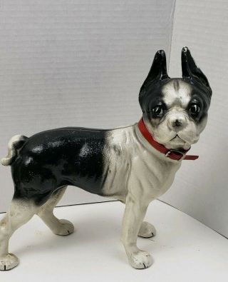 Vintage,  Collectible 10 " Cast Iron Hubley Boston Terrier Dog Door Stop 8 Pounds