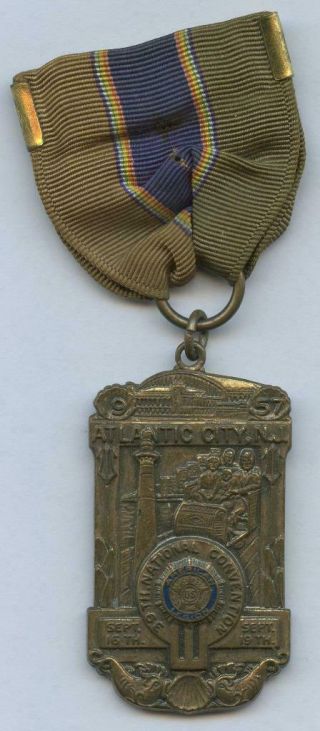1957 American Legion Badge Pin Ribbon Medal Delegate Atlantic City Jersey