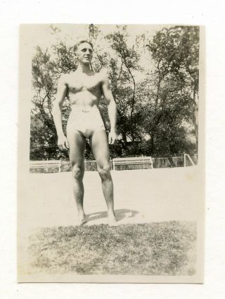 12 Vintage Photo Swimsuit Soldier Boy Man On The Beach Snapshot Gay