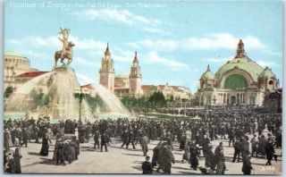 1915 Ppie Expo San Francisco Postcard " Fountain Of Energy " Pnc