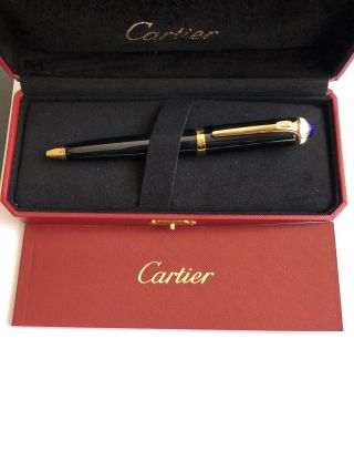 Cartier Ballpoint Pen Black Composite Silver Finish Details