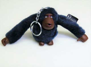 Kipling Midnight Blue Monkey Keyring Kim Handbag Keychain Fob Plush Ape Gorilla