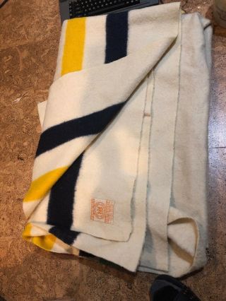 Vintage Hudson Bay 4 Point Wool Stripe Blanket 65 By 83