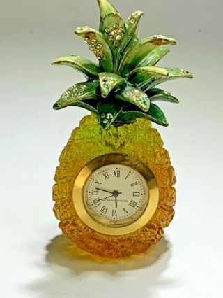 Jay Strongwater Glass Crystal Pineapple Clock Swarovski Crystals