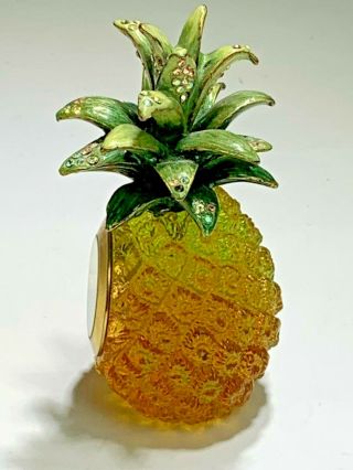 Jay Strongwater Glass Crystal Pineapple Clock Swarovski Crystals 4