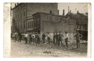 " B " Street Gang Real Photo Postcard - 1913 Flood Crew - Louisville,  Kentucky