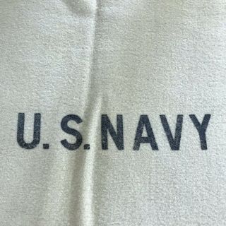 Vintage U.  S.  Navy Logo Heavy Wool Beige Blanket 1940’s Stamped Camp Cottage 2