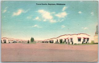 Guymon,  Oklahoma Postcard Yucca Courts Motel Highway 54 - 64 Roadside Linen 1951