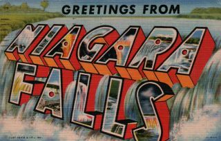 Large Letter Greetings From Niagara Falls Vintage Postcard
