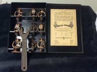 Vintage Grinnell Sprinkler Heads W/storage Case And Wrench