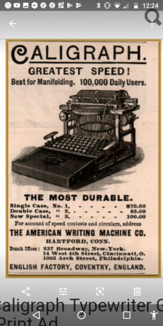Caligraph 3 Typewriter circa 1881 7