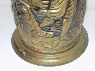 Vintage Embossed Brass Umbrella Stand Cane Holder Made In England 7