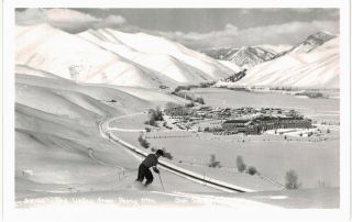 Sun Valley Rppc Skier From Penny Mountain 1950 Id