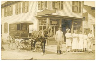 Rppc Fraser Randolph Bakery Delivery Wagon,  Store And Workers