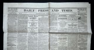 1867 Nashville Tn Tennessee Tenn Daily Press & Times Newspaper - - Many Local Ads