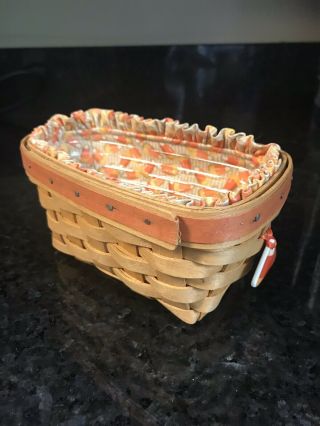 1999 Longaberger Candy Corn Basket,  Protector,  Fabric And Tie On