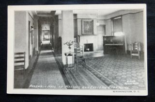 Washington,  Dc,  Masonic & Eastern Star Home,  Assembly Hall,  Circa 1910 - 20