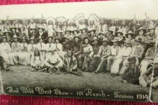 Antique 1914 Ranch 101 Miller Wild West Show - 3 Panorama Performer Postcards 2