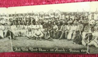 Antique 1914 Ranch 101 Miller Wild West Show - 3 Panorama Performer Postcards 6