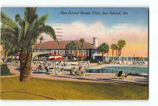 Sea Island Georgia Ga Postcard 1953 Sea Island Beach Club