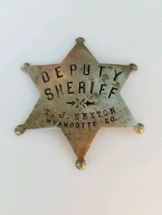 1890 ' s Allen Stamp And Seal Co Deputy Sheriff Badge Wyandotte Co KS 2
