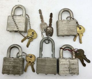 5 Vintage Master Lock Padlocks & Keys They Lock Antique