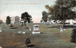 Salem Ohio C1910 Postcard Entrance To Grand View Cemetery Columbiana County