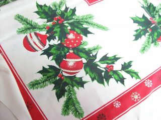 Vintage Christmas Tablecloth - Banquet Size Shiny Brite Ornaments