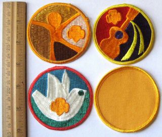 RARE 1974 - 1979 Girl Scout SENIOR INTEREST PATCH - SET OF 4 Arts Worlds Badges 3