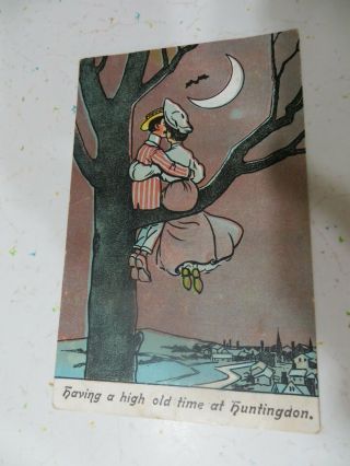 Vintage Color Comic Souvenir Postcard.  Huntingdon,  Hunts.  U.  K.