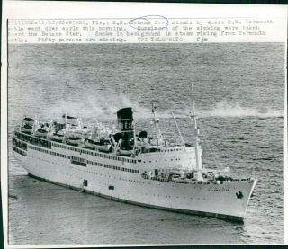 1965 Wire Photo Ship Ss Bahama Star Miami Fl Sinking Smoke Yarmouth Water 7x7