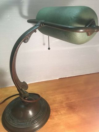 Signed Handel Mosserine 6010 Bronze Bankers Desk Lamp Piano Light
