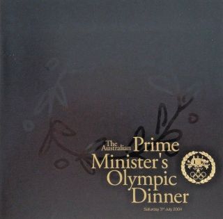 Australian Prime Minister John Howard Hand Signed Olympic Dinner Book