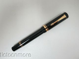 Vintage Parker Duofold Centennial Black & Fountain Pen 82 18k Nib Made In Uk