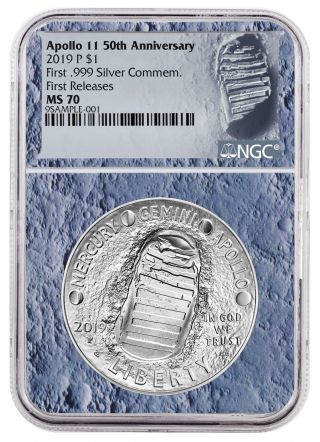 2019 Apollo 11 50th Commem Silver Dollar Ngc Ms70 Fr Moon Core Sku56530