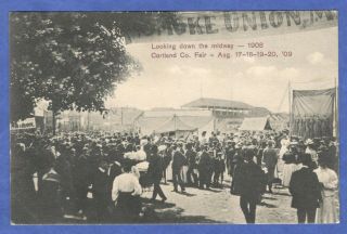 Cortland,  Ny,  Cortland County Fair,  Midway,  1908 Postcard