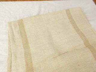 Vtg Antique Beige Brown Stripe Hemp Linen French Fabric Feed Sack Grain Bag 47 "