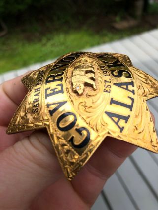 Ed Jones Co.  Gold Filled Solid Gold Diamond Sarah Palin Alaska Governor Badge 11