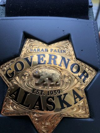 Ed Jones Co.  Gold Filled Solid Gold Diamond Sarah Palin Alaska Governor Badge 2