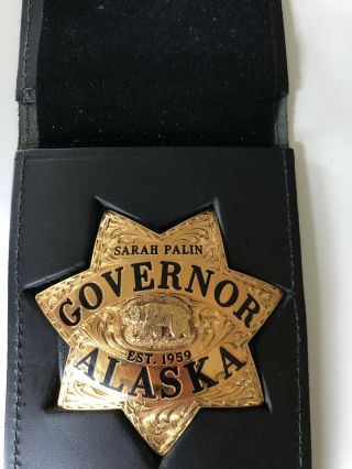 Ed Jones Co.  Gold Filled Solid Gold Diamond Sarah Palin Alaska Governor Badge 3