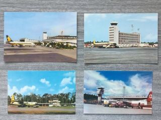 Four Airport Postcards From Singapore Area
