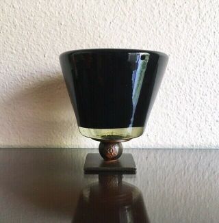 Jan Barboglio Heavy Iron & Cased Brown Glass Votive Candle Holder