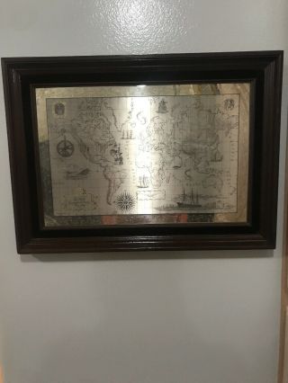 Incredible Franklin Royal Geographical Society Silver Map 27” X 19” Framed