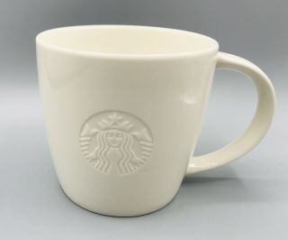 Starbucks White V Venti (20 Oz) Vente Mug Embossed Siren 2010 Mermaid Logo