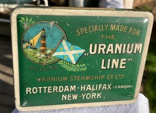 Antique 1910 Tobacco Cigarette Tin Uranium Steamship Line Graphics