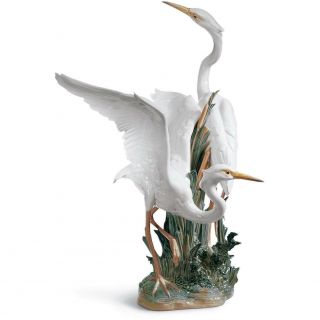 Lladro 1319 Herons,  Wading Birds - Retail $3300 - 23 " Tall