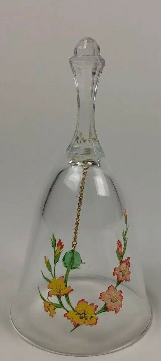 Avon - Vintage Birthday Bell August Gladiolus Flowers Peridot Lead Crystal 1986