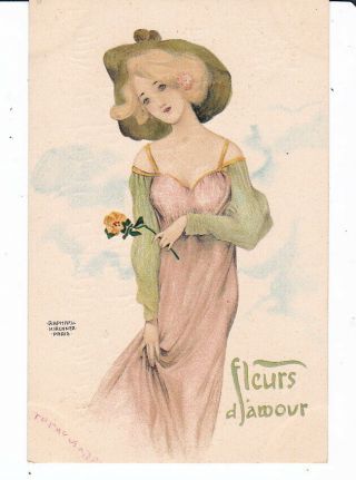 Old Postcard Raphael Kirchner Fleurs D 